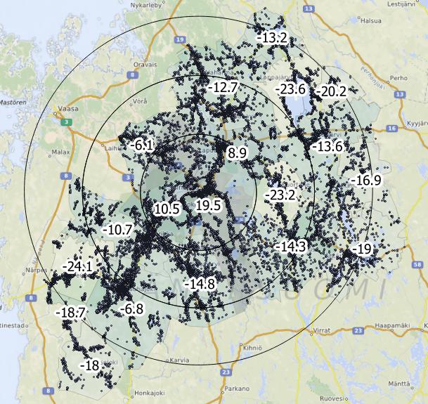 Väestökehitys 2015-2040 Etäisyys Seinäjoelta 75 Km 192 000 97% 50 Km 140