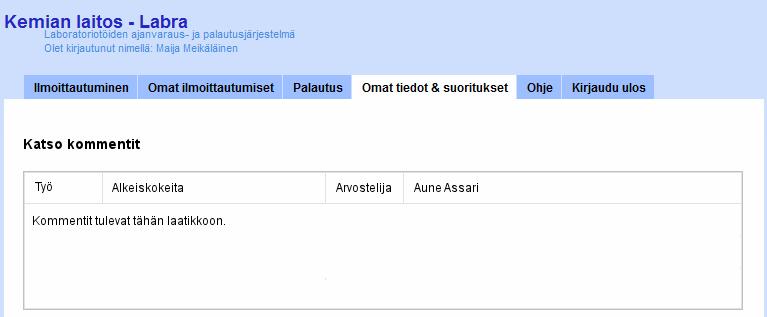 korjausehdotuksia. Näkyvissä on Katso-valinta, mikäli arvostelija on antanut palautteensa tekstinä ja Lataa-valinta, mikäli palaute on annettu esimekiksi doc-tiedostona.