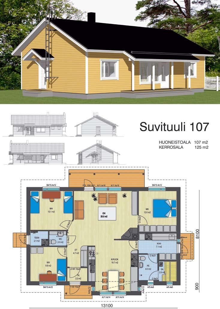 Suvituuli 107 4 h + k Huoneistoala 107 m 2