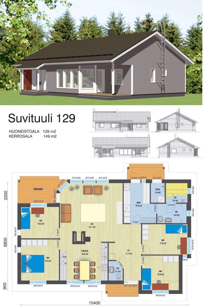 Suvituuli 129 5 h + k Huoneistoala 129 m 2 Kerrosala 149 m 2 34 Tutustu