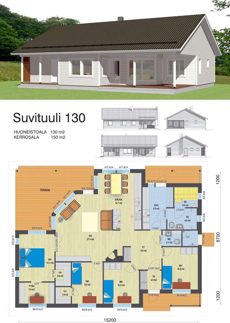 Suvituuli 130 5 h + k Huoneistoala 130 m 2