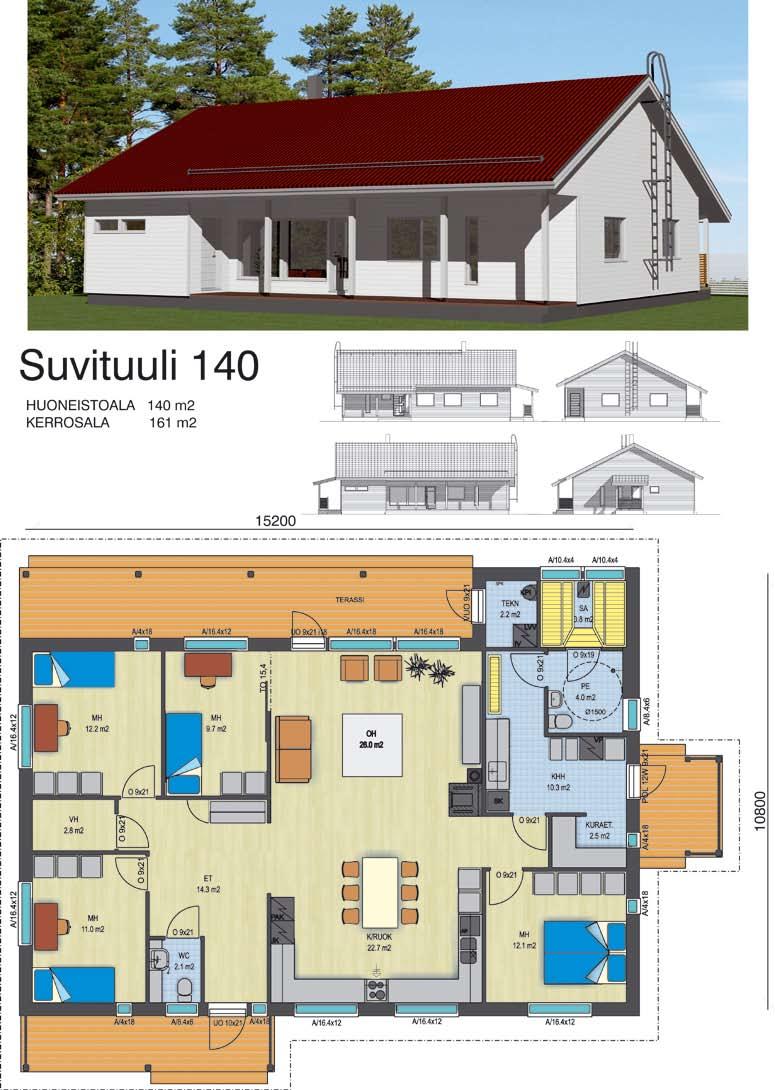 Suvituuli 140 5 h + k Huoneistoala 140 m 2