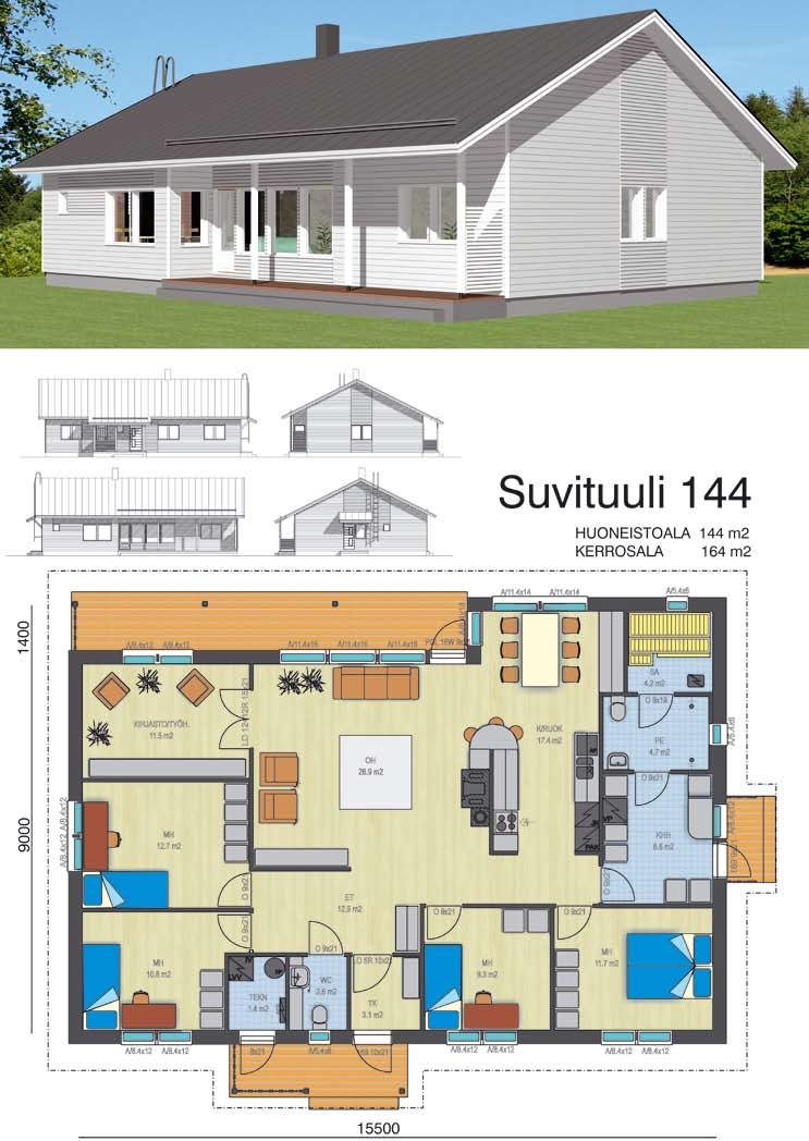 Suvituuli 144 5 h + k Huoneistoala 144 m 2 Kerrosala 164 m 2 38 Tutustu