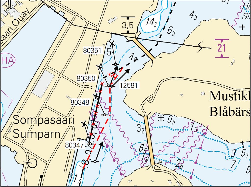 3 19-2015 B. Venereitin linjauksen muutos - Ändrad dragning av båtrutten - Amended small craft route alignment Venereitin keskilinja Båtruttens mittlinje Route centre line: WGS 84 1.2m 1) 60 10.