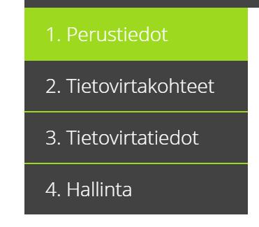 pääset muokkaamaan tietovirtaa. Arkistoi -ikonia painamalla tietovirta arkistoidaan. 9.