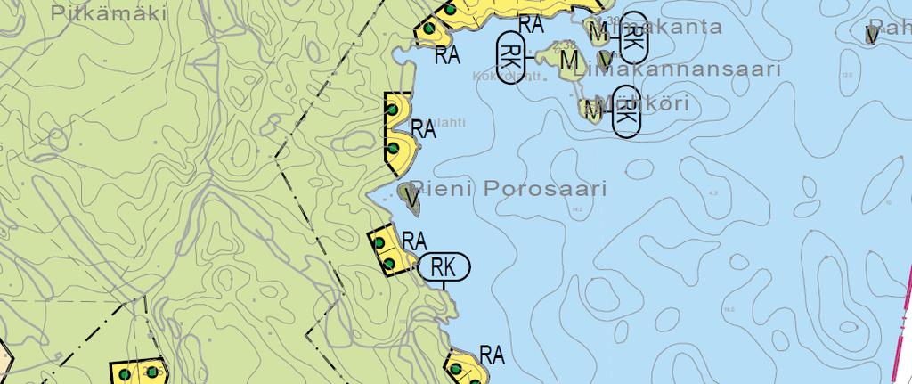 7 (17) Kuva 4 Ote voimassa olevan kaavan kohdalta Porosaaresta.