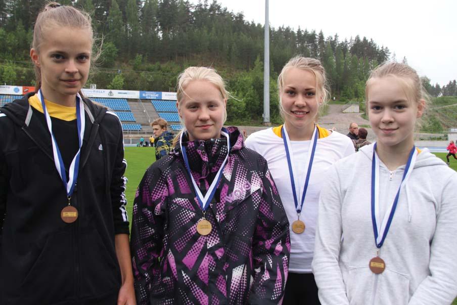 Ahkeran T15 4x100m joukkueen juoksu hylä in.