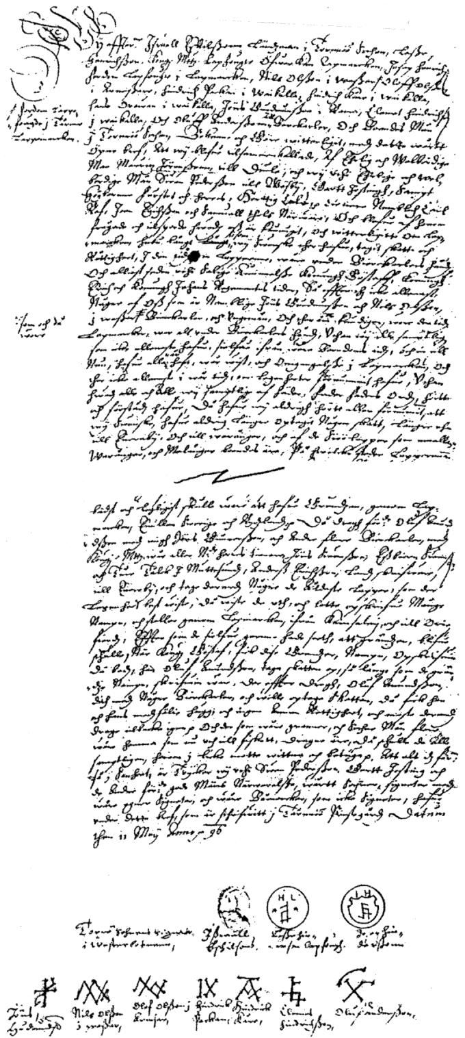 Figur 10. Avsnitt ur tornebirkarlarnas vittnesbörd om rå och rör på Kolahalvön 1596.