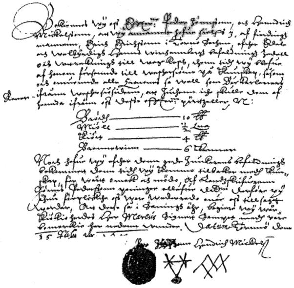 befrielse från den hjälpgärd som utkrävdes 1613, då åkern uppgavs ha förtärts av ryttarnas hästar, medan befolkningen tvingats skaffa bark ur träden för sitt uppehälle.