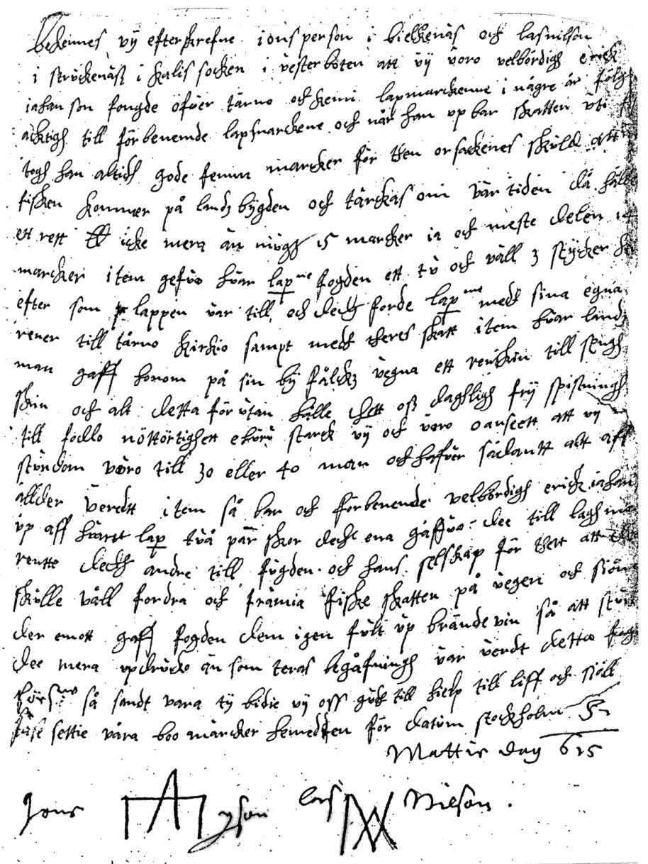 Figur 14. Kalixbirkarlarnas brev om relationen med lapparna.