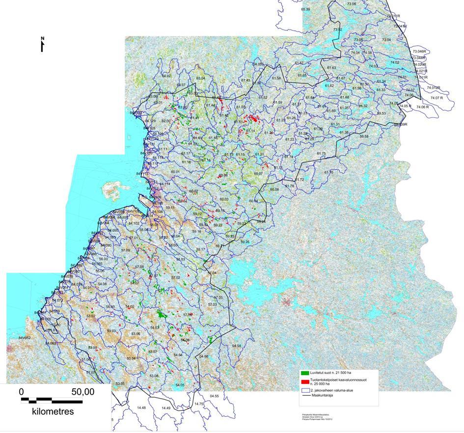 2. Työn sisältö Selvityksen tavoitteena on arvioida turvetuotannon vesistövaikutuksia Pohjois-Pohjanmaan maakunnan alueella aikavälillä 2012-2040.