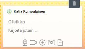 Viestiseinän käyttö Tuplaklikkaamalla mihin tahansa seinällä luo uuden tekstikentän, johon voi kirjoittaa tekstiä, lisätä ääntä, videoita, kuvia,