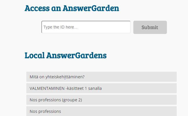 Answergarden Seinän valitsemalla