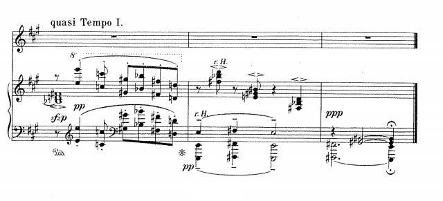 34 Nuottiesimerkki 24. Berg: Sieben frühe Lieder, Nacht, tahdit 36-38. 5.