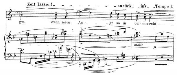 45 Nuottiesimerkki 35. Berg: Sieben frühe Lieder, Im Zimmer, tahdit 15-17. 5.7 Liebesode Liebesode alkaa hieman salaperäisesti, mutta kipeästi.