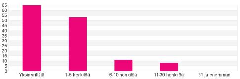 Yritysten työvima Kyselyyn vastanneet vat pääasiassa yksinyrittäjiä (46,8%) ja pieniä, alle viisi vakituista henkilöä työllistäviä(38,1%), mikryrityksiä.