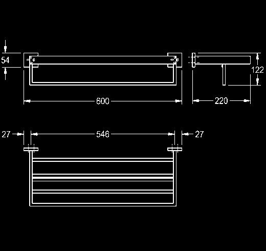 ruuvikiinnityksen piilottamiseen 600 x 125 x 54 mm Kaksiosainen