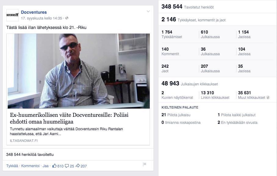 Kuva 6. Kuvakaappaus Docventuresin Facebook-sivuilta. Luettu: 8.10.2014.