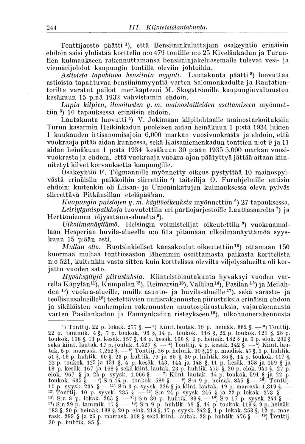 244 III. Kiinteistö Lautakunta.