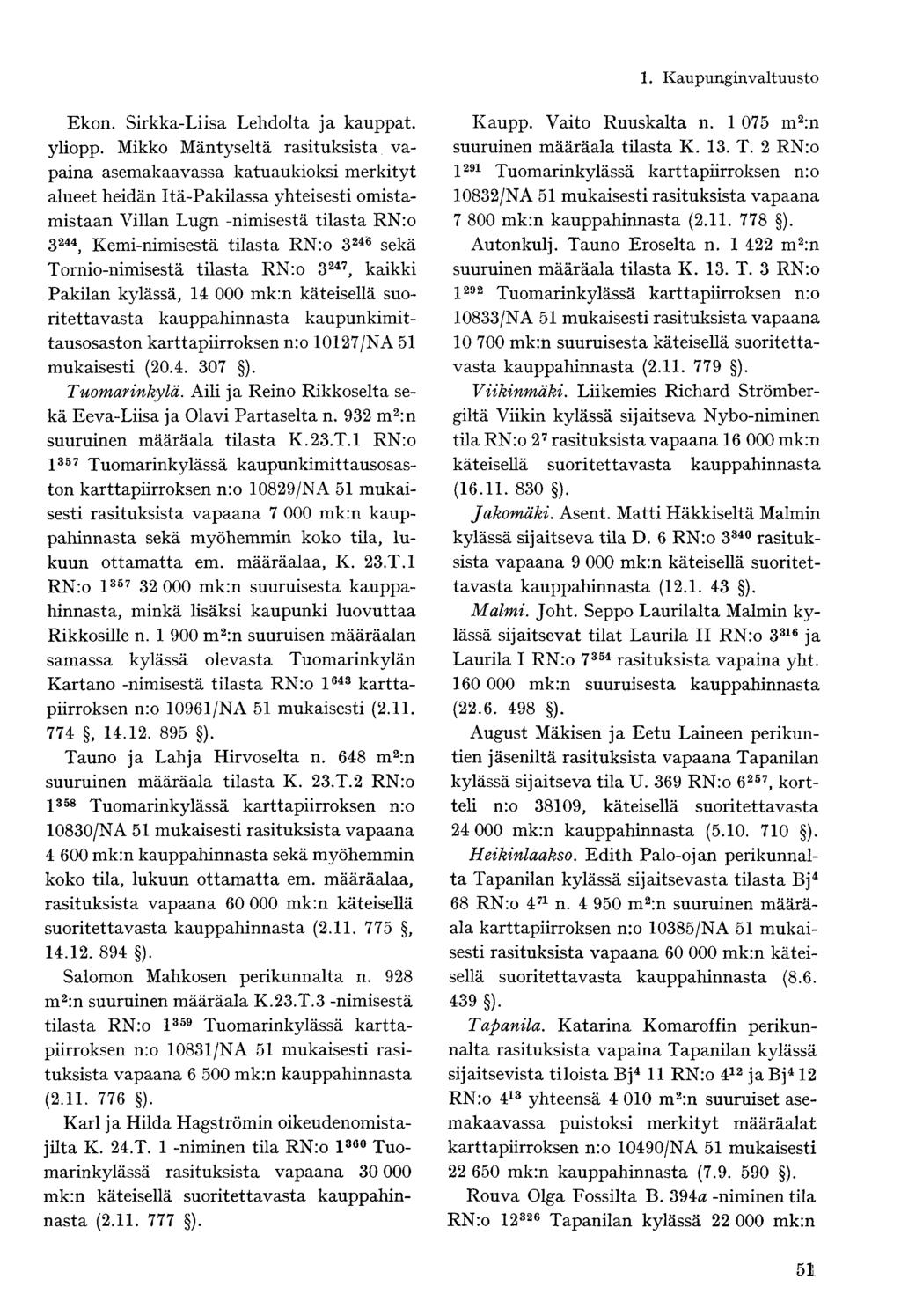 Ekon. Sirkka-Liisa Lehdolta ja kauppat. yliopp.