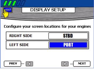 Os 2 - Asennus j klibrointi HUOMAUTUS: Kuvn "DISPLAY SETUP" (näyttösetukset) -näyttö on khden moottorin sovellukselle. Kolmen j neljän moottorin sovelluksiss näkyy kolme ruutu.