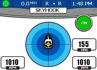 HUOMAUTUS: Tämä toiminto on stvn vin Zeus- j Axius-mlleiss. 34272 Skyhook Näyttää veneen sijinnin suhteess Skyhook GPS -nkkuriin, veneen kompssin suunnn j moottorin kierrosluvun.