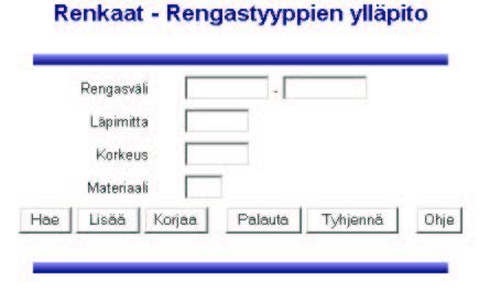 8 Kuva 3: Rengastyyppien ylläpito. syöttää ensimmäiseen kenttään jonkin arvon ja siirtyy seuraavaan kenttään, ensimmäisen kentän tieto kopioidaan valmiiksi ko. toiseen kenttään.