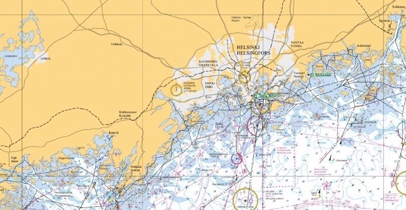 16 1. Yleiskartta 1:100 000-350 000. Meripeninkulma= 1 Lat.min= 1M/Nm= 1852m ja 1 Kaapelinmitta= 185,2m 2. Rannikkokartta 1:50 000. Meripeninkulma ja kaapelinmitta. Huom!