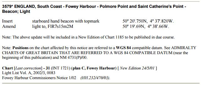 18 Kuva 3.8. Ote julkaisusta Admiralty notices to mariners.