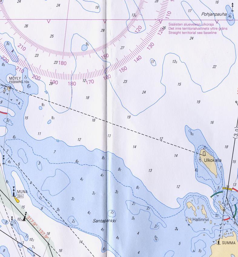 27 Suunnan mittaaminen N A 1 B 2 255 3 Kuva 5.2. Suunnan mittaaminen. Carta Marina. 1. Merkitse matkan lähtöpaikka A ja tulopaikka B ja yhdistä ne viivalla 2.