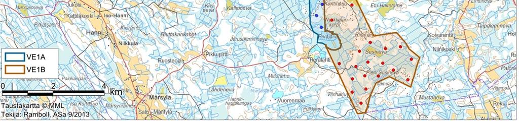 Lisäksi tulee mahdollisesti parannettavia osuuksia myös hankealueen ulkopuolelle. Taulukko 1. Huoltoteiden pituudet hankealueella.