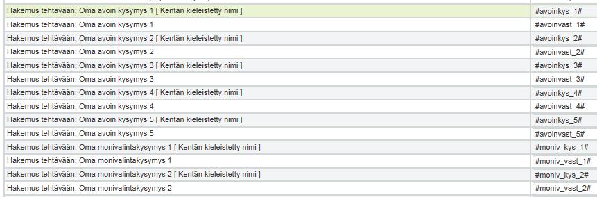 2.2 Rekrytointikohtaisesti määritettävät hakulomakkeen kysymykset pystytään tagittamaan tulostuspohjiin 2.2.1 Ominaisuuden kuvaus Uudessa Kuntarekry versiossa on mahdollista tulostaa tulostuspohjalle myös hakulomakkeelle käyttöönotettavia rekrytointikohtaisesti muokattavia kysymyksiä.