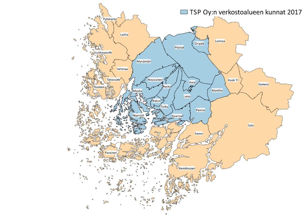 Hankealue Turun seudun puhdistamo Oy:n verkostoalue 14 kunnan omistama palveluntuottaja 300 000