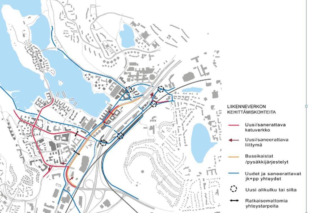 17 (42) kuva 12. Liikenneverkon kehittämiskohteita koko Savilahti projektin alueella, myös alianssi aluerajauksen ulkopuolella 4.2 Hankkeen lähtötiedot ja suunnittelutilanne Kohdassa 2.