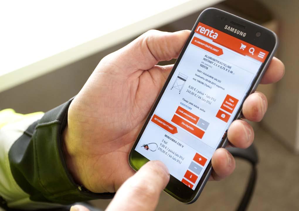 Vastaava mestari Jani Aava kehuu Renta Easya, jonka avulla hän saa yhdellä nopealla tarkistuksella selville, mitä kalustoa työmaalla on kulloinkin vuokrattuna sekä milloin vuokra-aika päättyy.