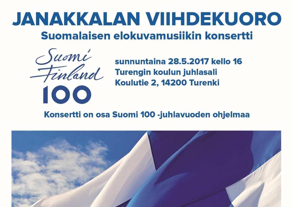 Suomalaisen elokuvamusiikin konsertti Janakkalan Viihdekuoro vie konsertissaan suomalaisen elokuvamuusikin historiaan.