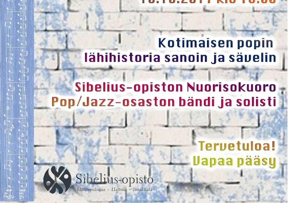 Konsertissa kuullaan laaja kattaus Suomipopin lähihistoriasta, kun Sibelius-opiston Nuorisokuoro esittää 40-laulajan voimin yhdessä opiston bändin kanssa biisejä mm.