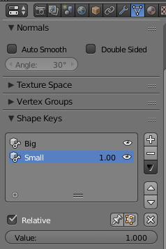 18 4.5.1 Blend Shapes Blenderissä Blenderissä objekteille voi lisätä Shape Key -arvoja Object Data -välilehdellä. Lisätty arvo asetetaan maksimiarvoonsa, joka on yksi.