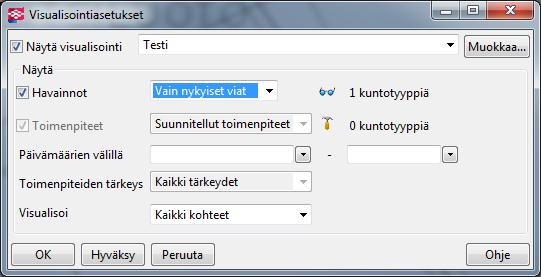 52 Visualisointi-ikkunasta täytyy myös valita kohta vain nykyiset viat.