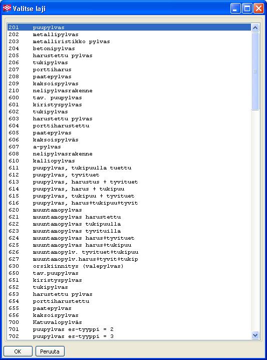 82 Lajin valinta Kuva 51. Kohteen valinta Tämän jälkeen kyseinen kohde voidaan lisätä karttaan osoittamalla näkyvällä rastilla kohteen sijoitus paikka.