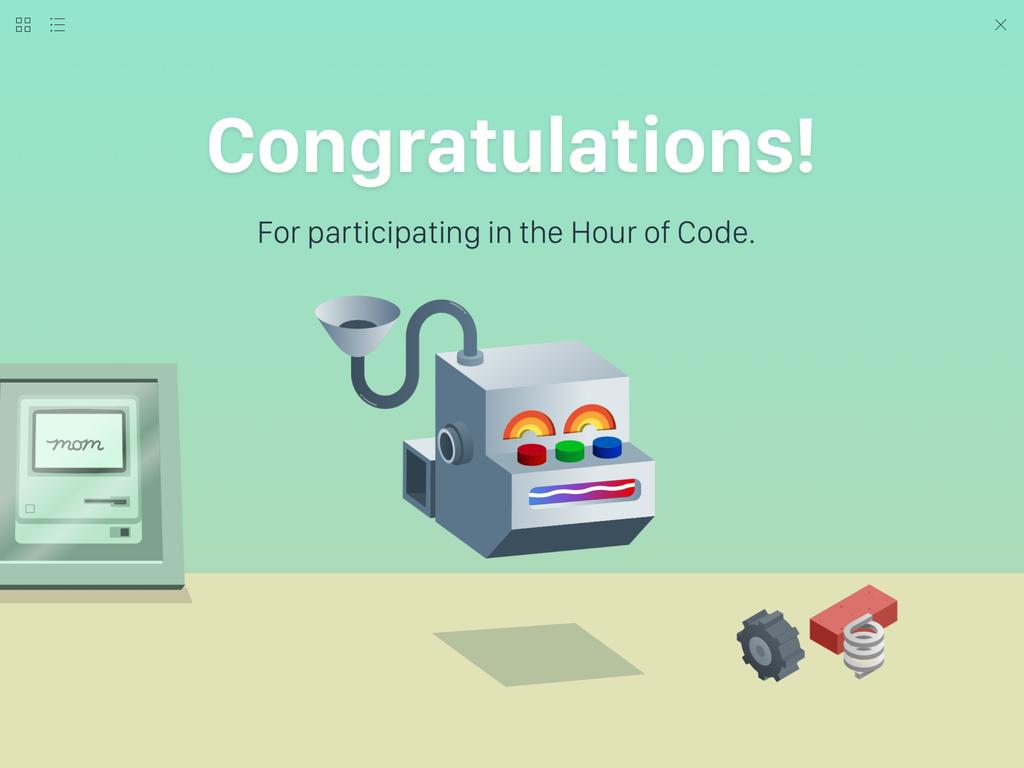 Yhteenveto (5 minuuttia) Onnittele ryhmääsi Hour of Code -haasteen suorittamisesta Swift Playgroundsilla.