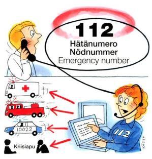 Hätänumero Hätänumero on 112 Se toimii ilman suuntanumeroa. Soittaminen on maksutonta. Jos numero ei heti vastaa, älä sulje puhelinta!
