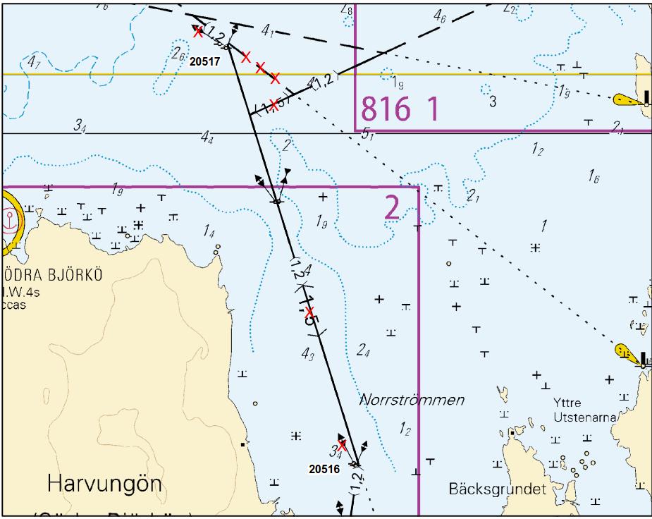 Ei merikartan mittakaavassa - Inte i sjökortets skala - Not to scale of chart Tm/UfS/NtM 16 10.06.2014 *173. 48 F/819/820 Suomi. Merenkurkku. Raippaluoto. Korsön väylä (4.5 m).