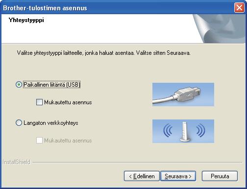 USB Vlitse Pikllinen liitäntä (USB) j npsut sitten Seurv. Asennus jtkuu.