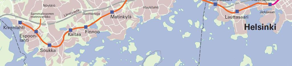 Sammalvuoreen RUOHOLAHTI MATINKYLÄ 14 kilometriä 8 uutta asemaa Länsimetro
