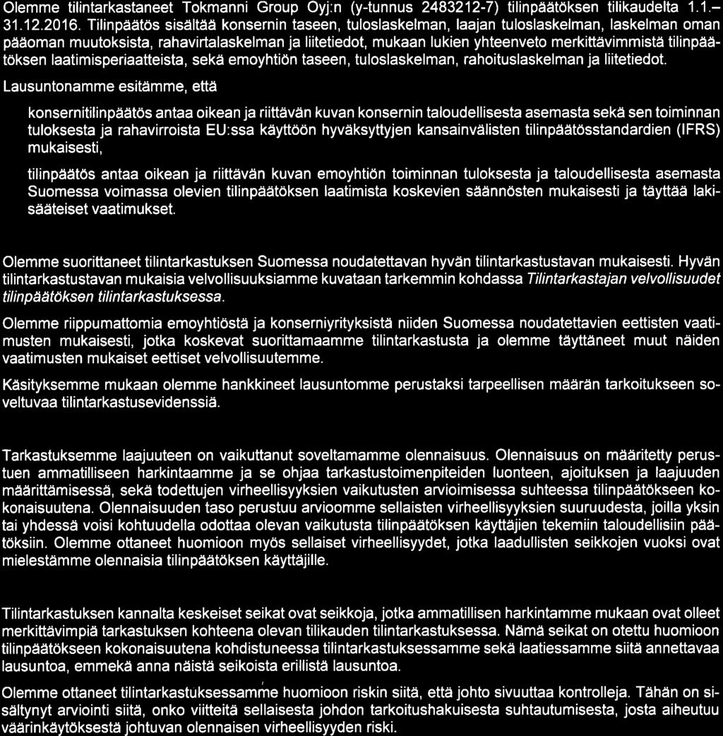tilinpäätöksen tilikaudelta 1.1.- 31.12.2016.