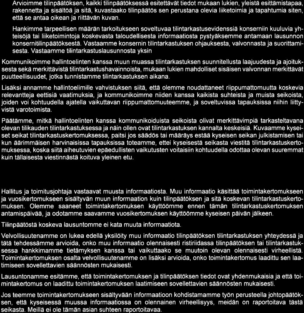 Tokmanni Group Oyj Tilintatuastuskeñomus 23