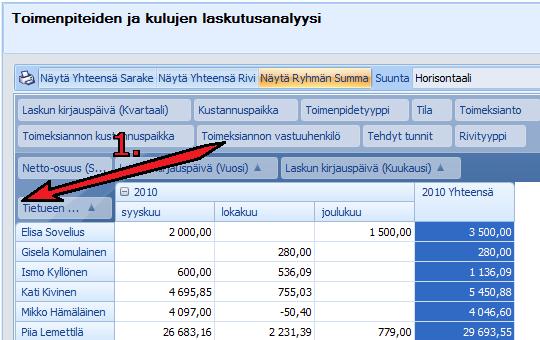 CSI Lawyer 2.5 Käyttöohje (140/145) Nelosalueella hyllyllä on varalla olevia kenttiä, joita voidaan raahata kaava-alueelle ja kaava-alueelta olevia kenttiä takaisin hyllylle.