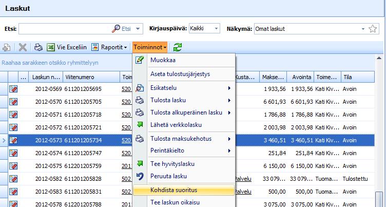 CSI Lawyer 2.5 Käyttöohje (98/145) Kun tarvittavat muutokset Suoritus ikkunaan on tehty, tallennetaan suoritus.