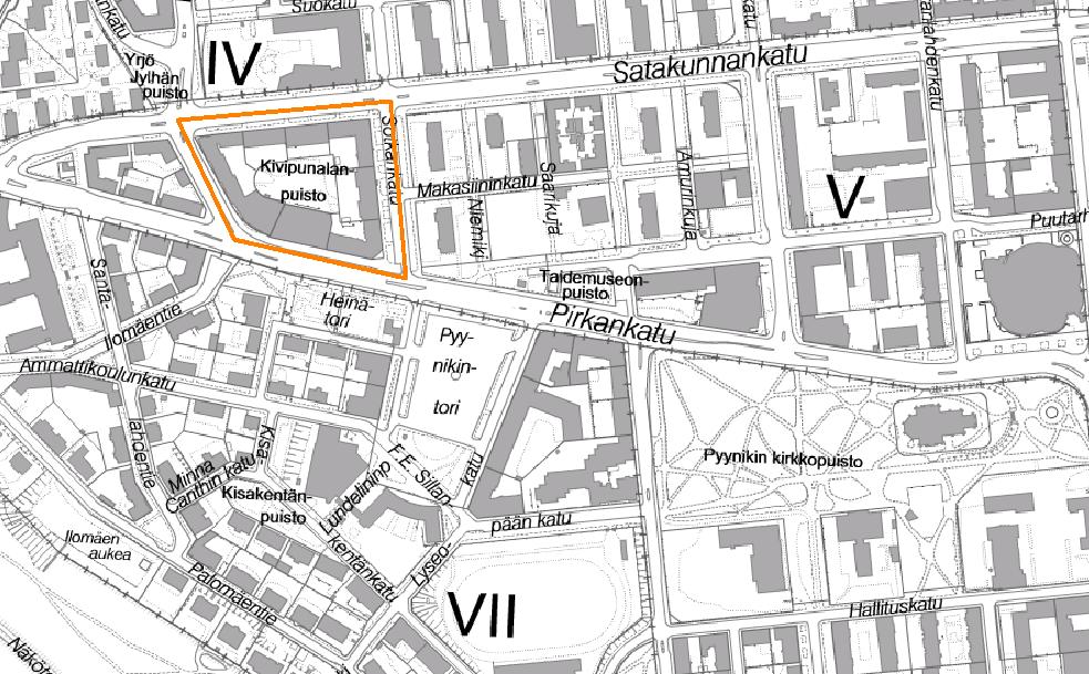 36 ALUE 5 Veljeslinnan kortteli Tamperelaisittain harvinainen, alueen yleisilmeestä poikkeava kortteli perustuu 1920-luvun asemakaavan urbaanin, umpinaiseen korttelimuotoon.